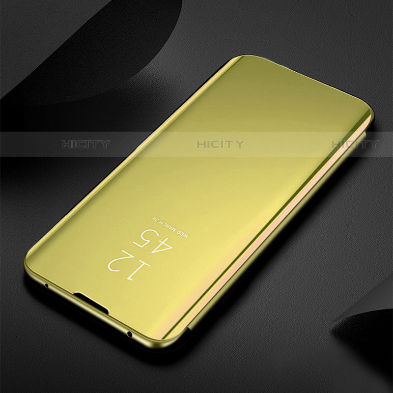 Custodia Portafoglio In Pelle Cover con Supporto Laterale Specchio Cover H01 per Samsung Galaxy S21 Plus 5G Oro