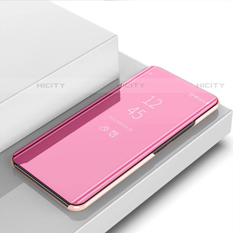 Custodia Portafoglio In Pelle Cover con Supporto Laterale Specchio Cover H02 per Samsung Galaxy S21 Plus 5G Oro Rosa