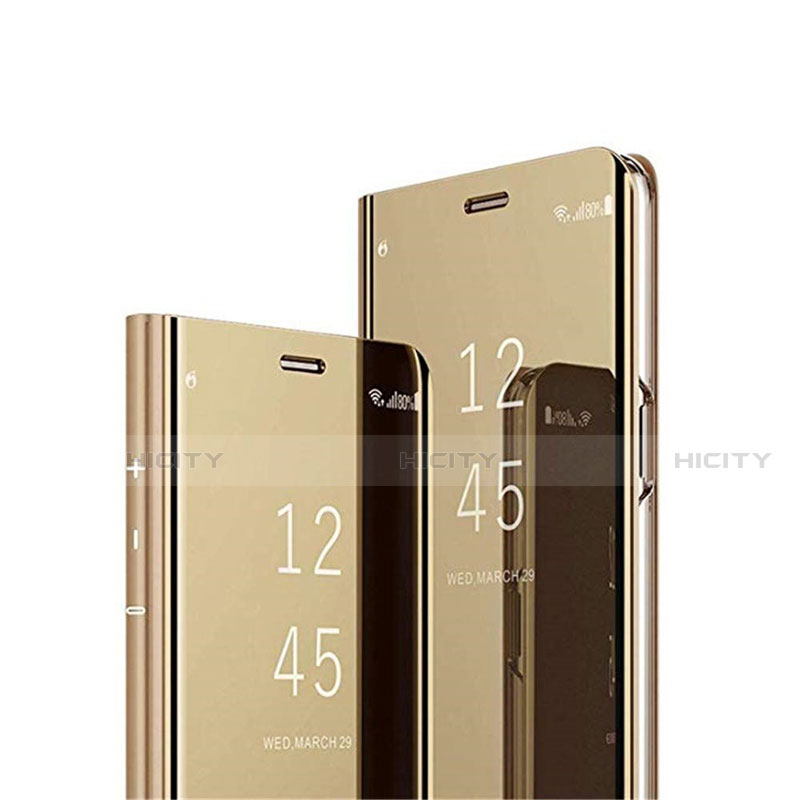 Custodia Portafoglio In Pelle Cover con Supporto Laterale Specchio Cover L01 per Huawei Honor 9C Oro