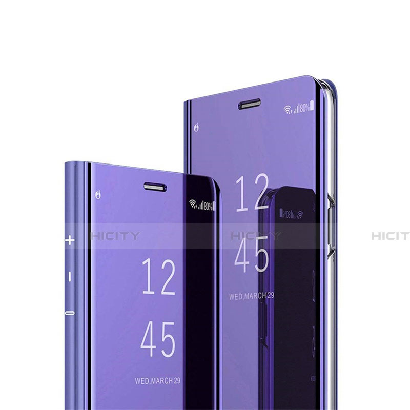 Custodia Portafoglio In Pelle Cover con Supporto Laterale Specchio Cover L01 per Huawei Honor X10 5G Viola
