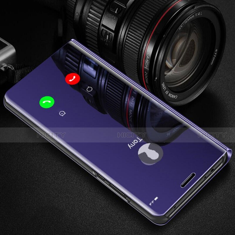 Custodia Portafoglio In Pelle Cover con Supporto Laterale Specchio Cover L01 per Motorola Moto G9 Plus Viola