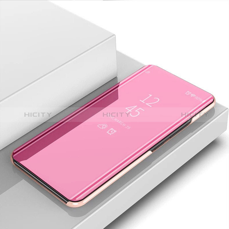 Custodia Portafoglio In Pelle Cover con Supporto Laterale Specchio Cover L01 per Oppo A74 5G Oro Rosa