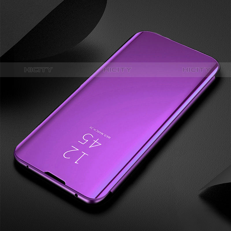 Custodia Portafoglio In Pelle Cover con Supporto Laterale Specchio Cover L01 per Oppo Reno6 Pro 5G Viola