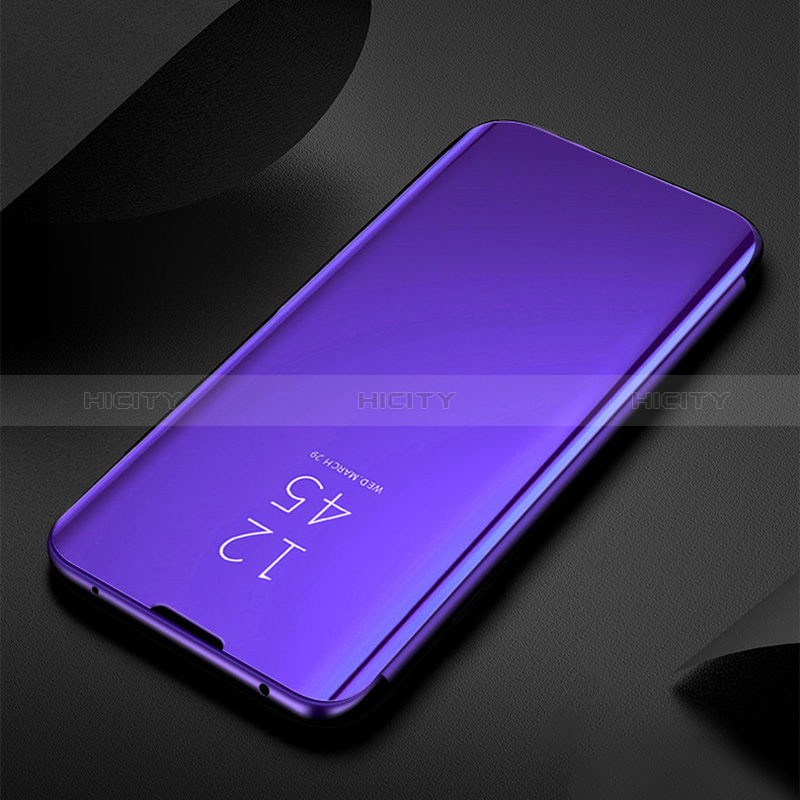 Custodia Portafoglio In Pelle Cover con Supporto Laterale Specchio Cover L01 per Samsung Galaxy A50S Blu Notte