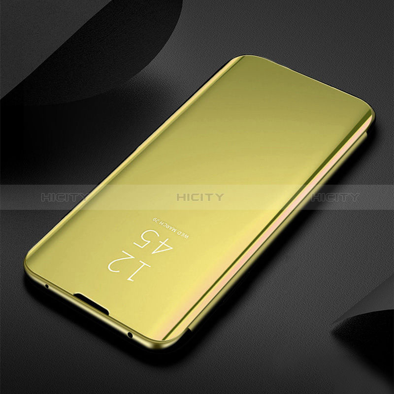 Custodia Portafoglio In Pelle Cover con Supporto Laterale Specchio Cover L01 per Samsung Galaxy A50S Oro