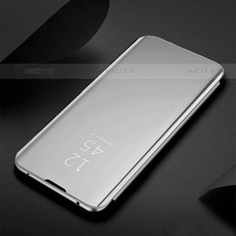 Custodia Portafoglio In Pelle Cover con Supporto Laterale Specchio Cover L01 per Samsung Galaxy M23 5G Argento