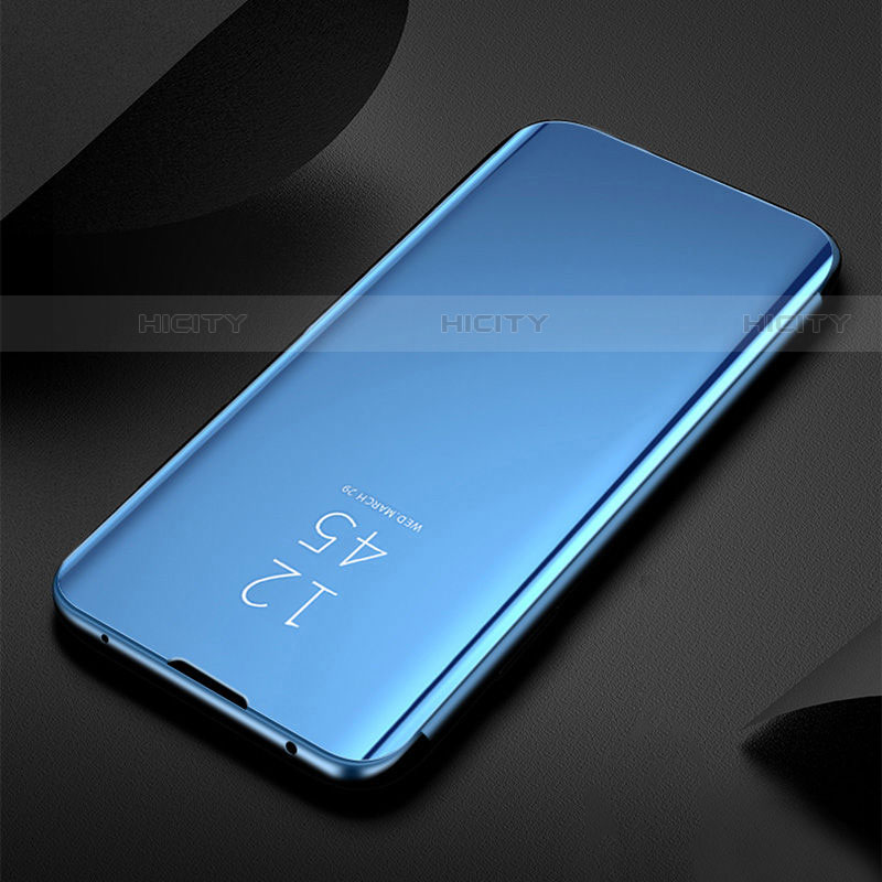 Custodia Portafoglio In Pelle Cover con Supporto Laterale Specchio Cover L01 per Samsung Galaxy S21 FE 5G Cielo Blu
