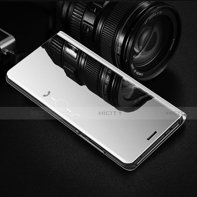 Custodia Portafoglio In Pelle Cover con Supporto Laterale Specchio Cover L01 per Xiaomi Mi 10T Lite 5G Argento