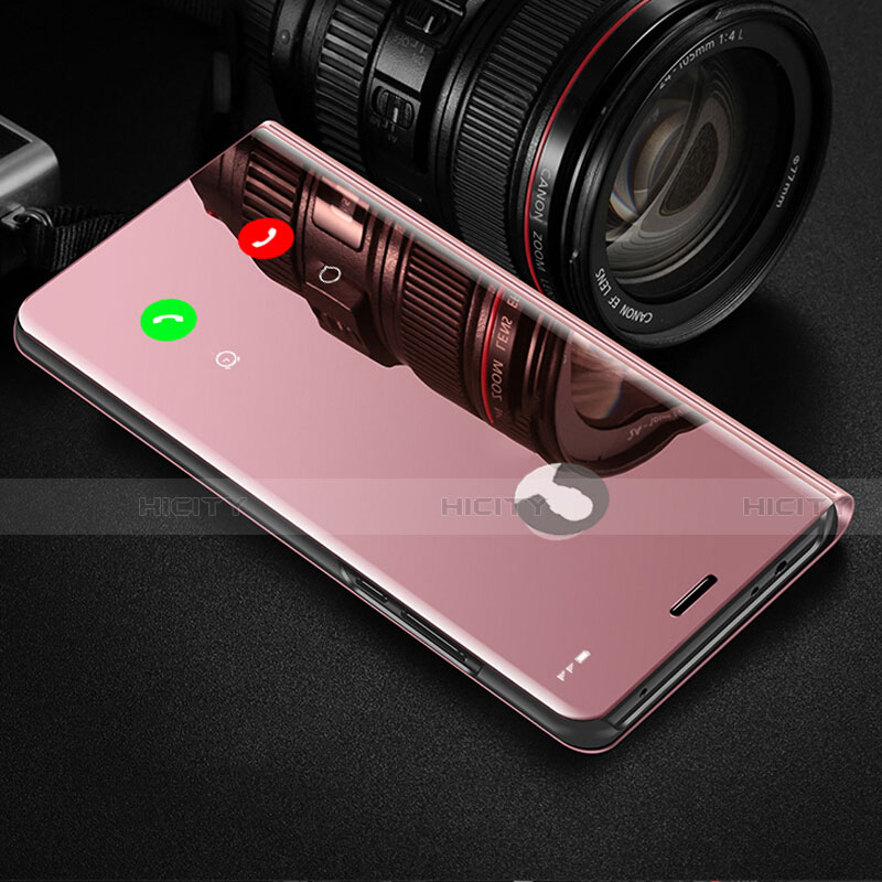 Custodia Portafoglio In Pelle Cover con Supporto Laterale Specchio Cover L01 per Xiaomi Redmi 9C NFC Oro Rosa