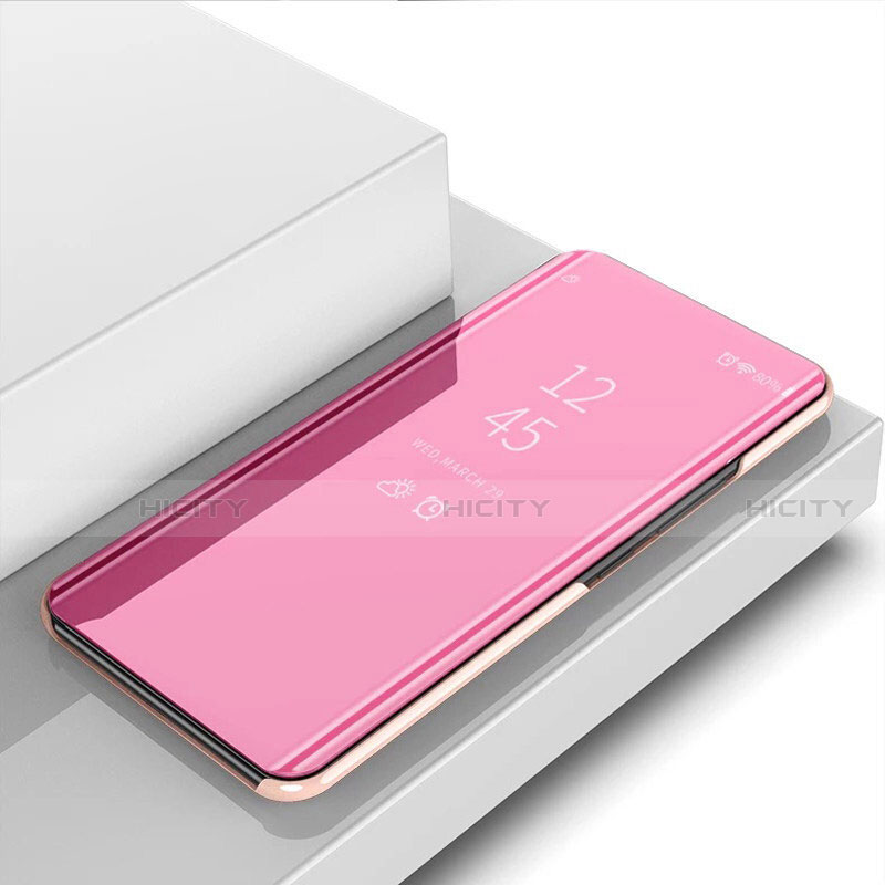 Custodia Portafoglio In Pelle Cover con Supporto Laterale Specchio Cover L02 per Apple iPhone 13 Pro Max Oro Rosa