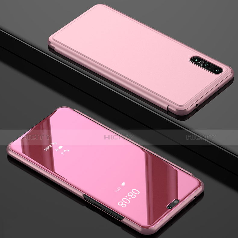 Custodia Portafoglio In Pelle Cover con Supporto Laterale Specchio Cover L02 per Huawei P20 Pro Oro Rosa