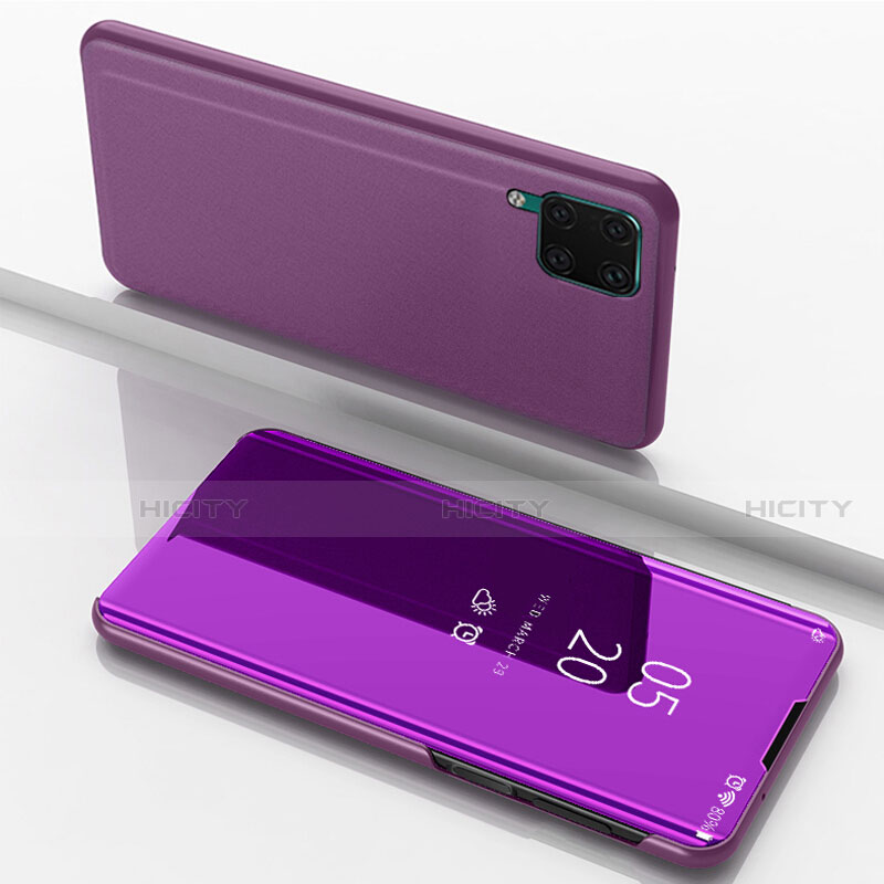 Custodia Portafoglio In Pelle Cover con Supporto Laterale Specchio Cover L02 per Huawei P40 Lite Viola