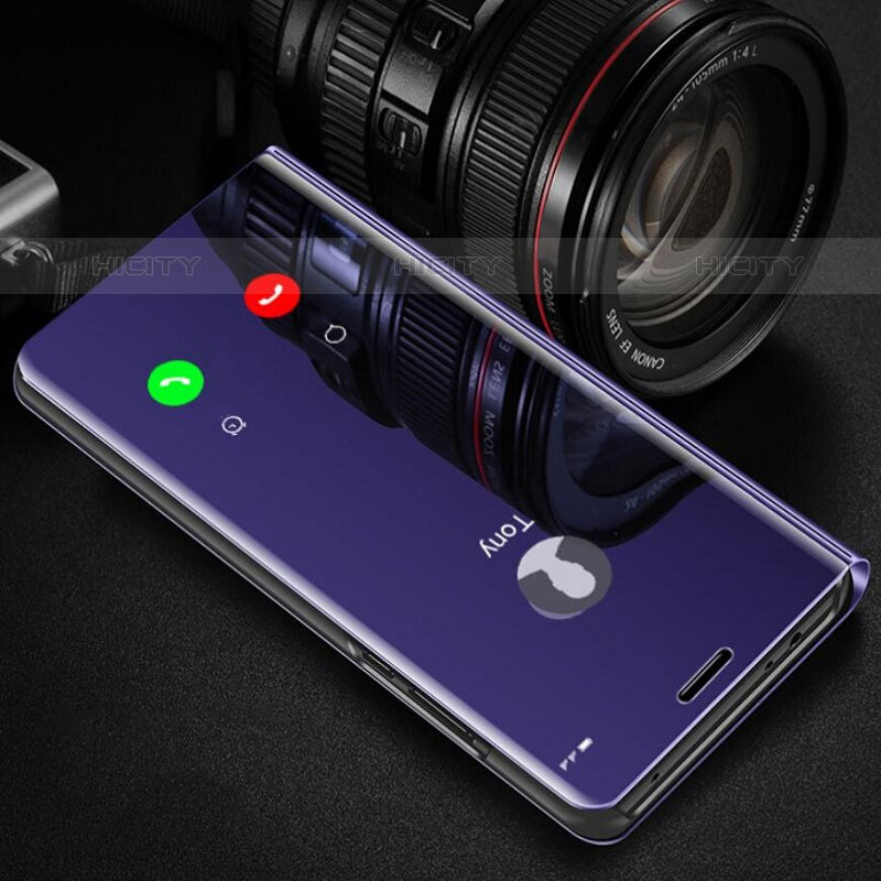 Custodia Portafoglio In Pelle Cover con Supporto Laterale Specchio Cover L02 per Oppo F19 Pro Viola