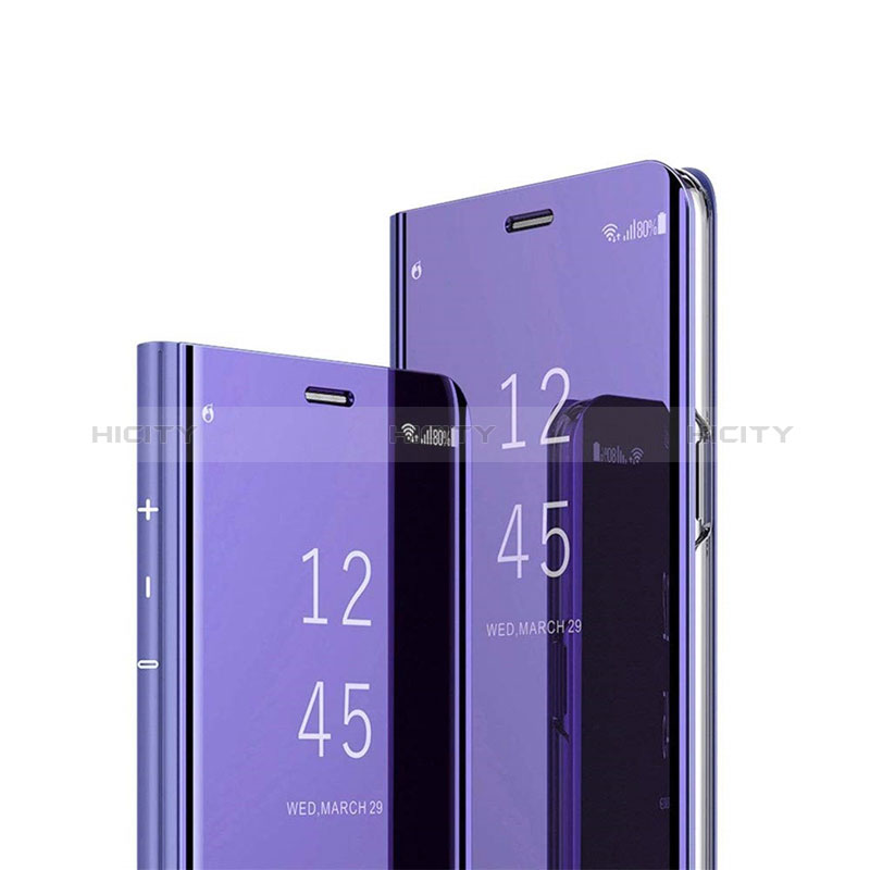 Custodia Portafoglio In Pelle Cover con Supporto Laterale Specchio Cover L02 per Samsung Galaxy M12 Viola