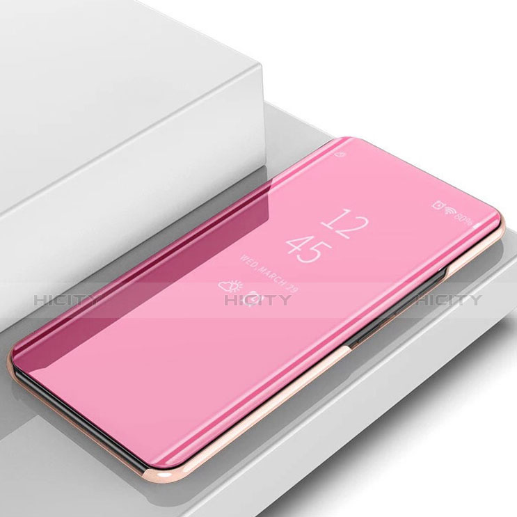 Custodia Portafoglio In Pelle Cover con Supporto Laterale Specchio Cover L02 per Samsung Galaxy S10 Plus Oro Rosa