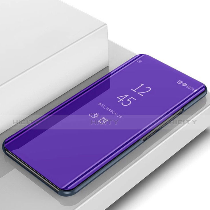 Custodia Portafoglio In Pelle Cover con Supporto Laterale Specchio Cover L02 per Samsung Galaxy S10 Plus Viola