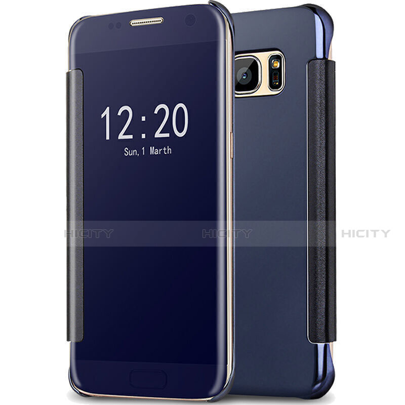 Custodia Portafoglio In Pelle Cover con Supporto Laterale Specchio Cover L02 per Samsung Galaxy S7 Edge G935F