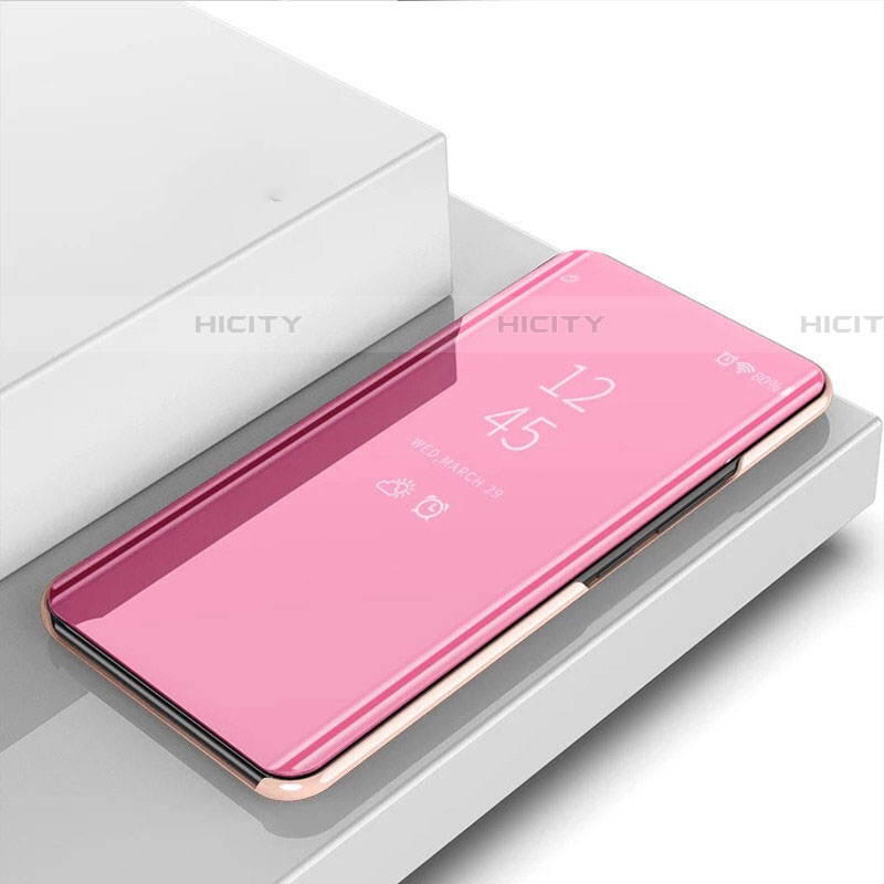 Custodia Portafoglio In Pelle Cover con Supporto Laterale Specchio Cover L02 per Xiaomi Redmi Note 9S Oro Rosa