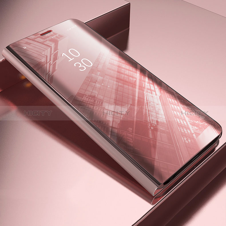 Custodia Portafoglio In Pelle Cover con Supporto Laterale Specchio Cover L03 per Samsung Galaxy A50 Oro Rosa
