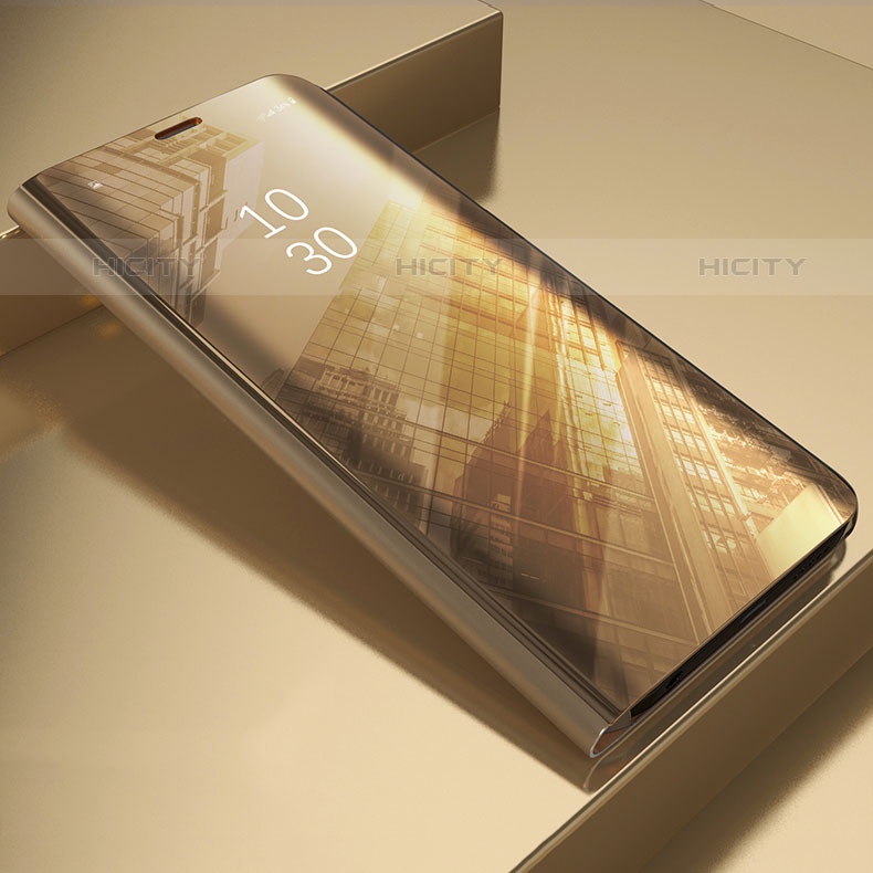 Custodia Portafoglio In Pelle Cover con Supporto Laterale Specchio Cover L04 per Samsung Galaxy M23 5G Oro