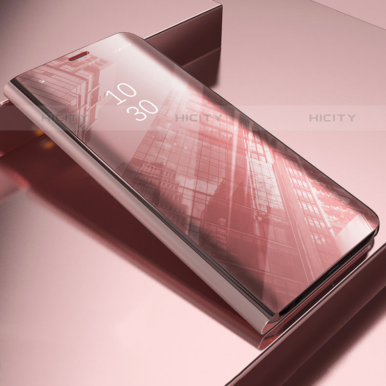 Custodia Portafoglio In Pelle Cover con Supporto Laterale Specchio Cover L04 per Samsung Galaxy M52 5G Oro Rosa