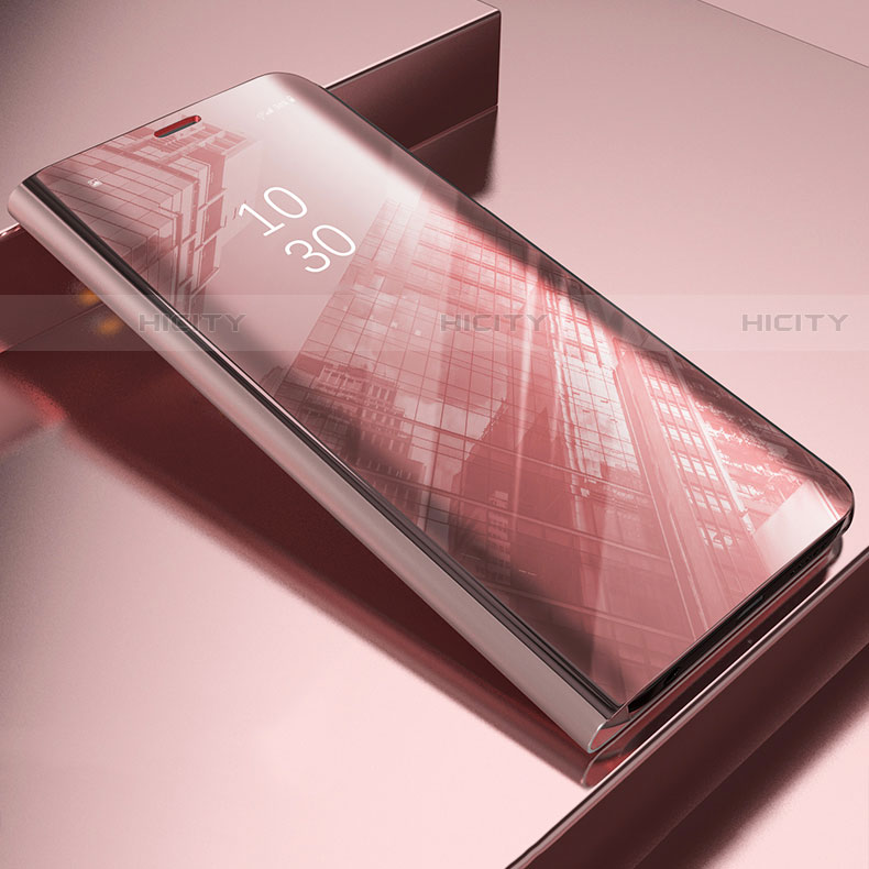 Custodia Portafoglio In Pelle Cover con Supporto Laterale Specchio Cover L04 per Samsung Galaxy S21 Ultra 5G Oro Rosa