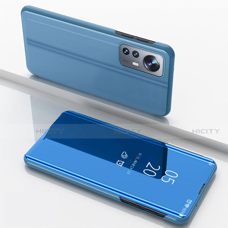 Custodia Portafoglio In Pelle Cover con Supporto Laterale Specchio Cover L04 per Xiaomi Mi 12 5G Blu