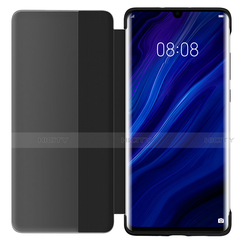 Custodia Portafoglio In Pelle Cover con Supporto Laterale Specchio Cover L05 per Huawei P30 Nero