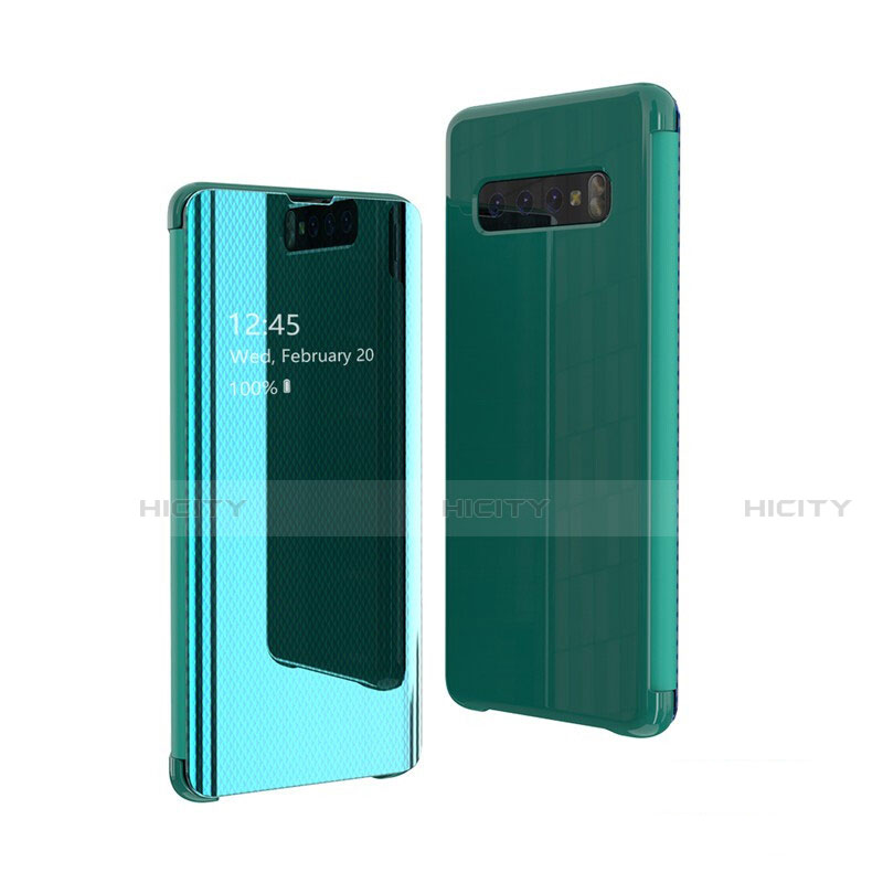 Custodia Portafoglio In Pelle Cover con Supporto Laterale Specchio Cover L05 per Samsung Galaxy S10 5G Verde