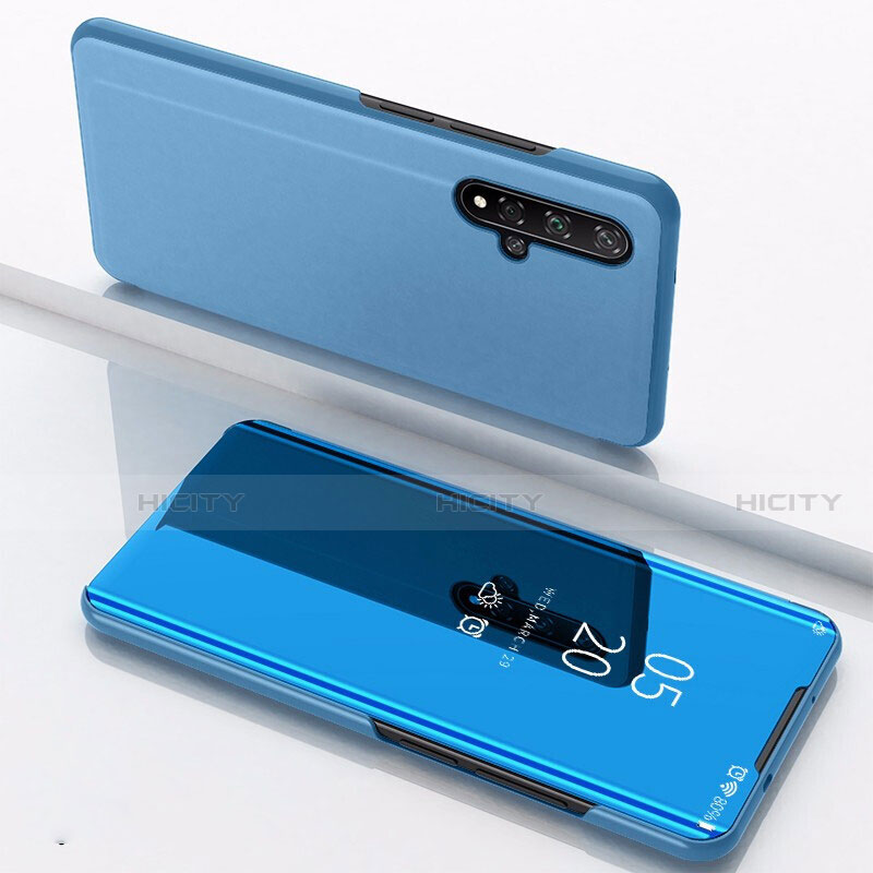 Custodia Portafoglio In Pelle Cover con Supporto Laterale Specchio Cover M01 per Huawei Honor 20S Blu