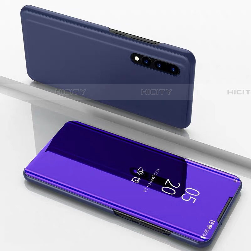 Custodia Portafoglio In Pelle Cover con Supporto Laterale Specchio Cover M01 per Samsung Galaxy A70 Viola