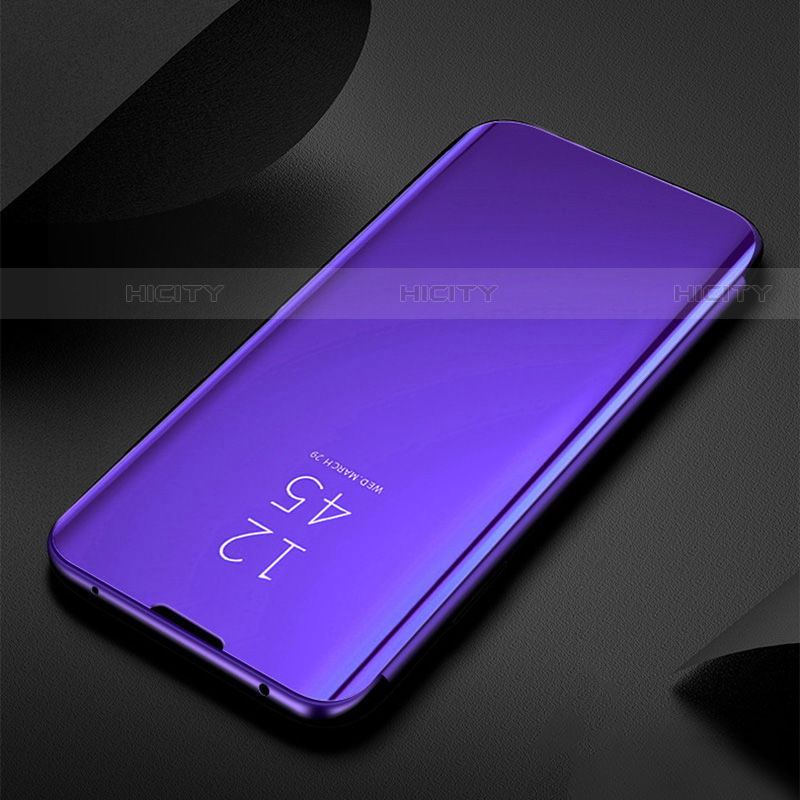 Custodia Portafoglio In Pelle Cover con Supporto Laterale Specchio Cover M01 per Samsung Galaxy S21 Ultra 5G Blu Notte