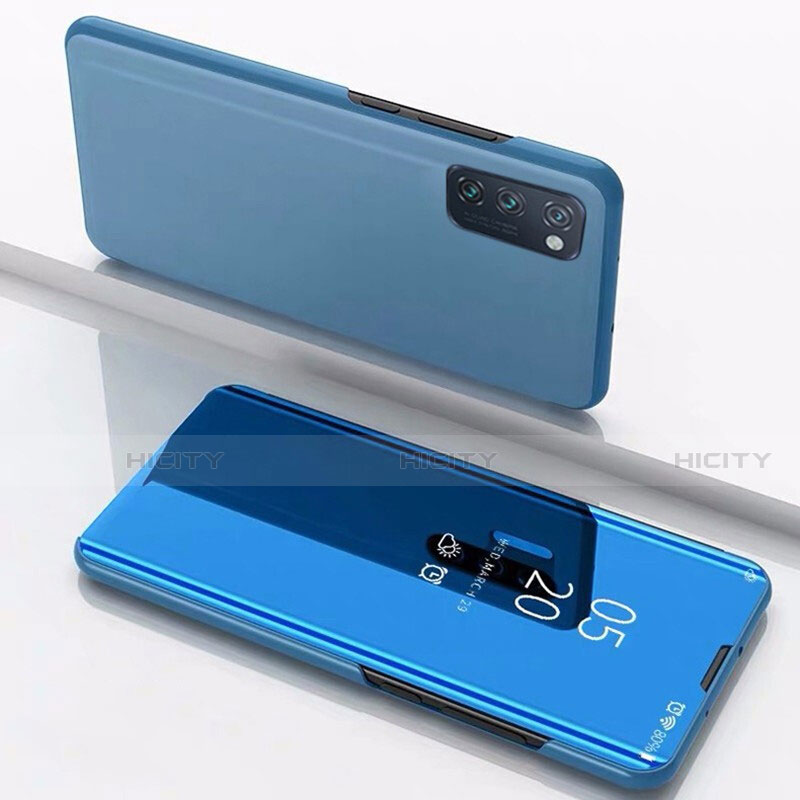 Custodia Portafoglio In Pelle Cover con Supporto Laterale Specchio Cover M02 per Huawei Honor V30 Pro 5G Blu