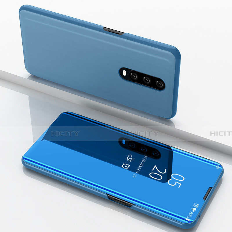 Custodia Portafoglio In Pelle Cover con Supporto Laterale Specchio Cover M02 per Oppo R17 Pro Blu