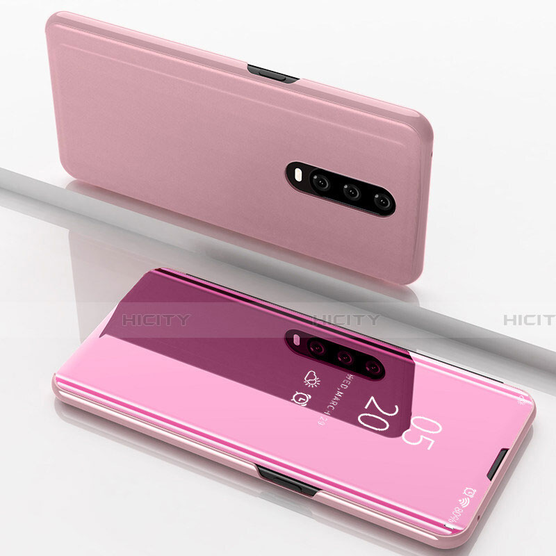 Custodia Portafoglio In Pelle Cover con Supporto Laterale Specchio Cover M02 per Oppo R17 Pro Oro Rosa