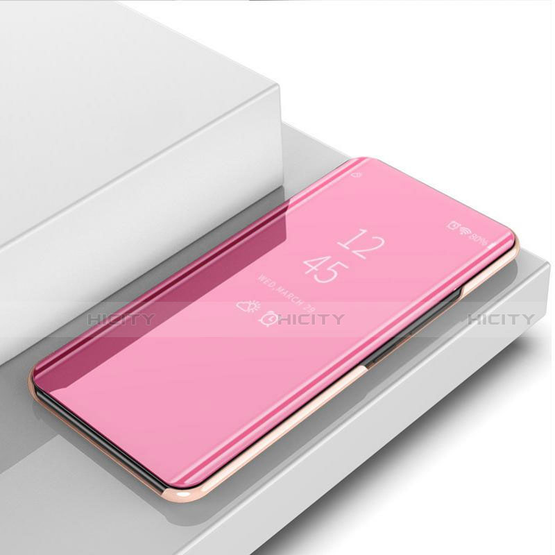 Custodia Portafoglio In Pelle Cover con Supporto Laterale Specchio Cover M03 per Huawei Nova 5i Oro Rosa