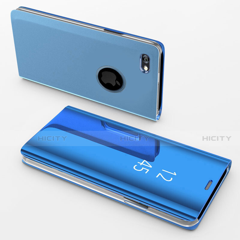 Custodia Portafoglio In Pelle Cover con Supporto Laterale Specchio Cover per Apple iPhone 6 Blu