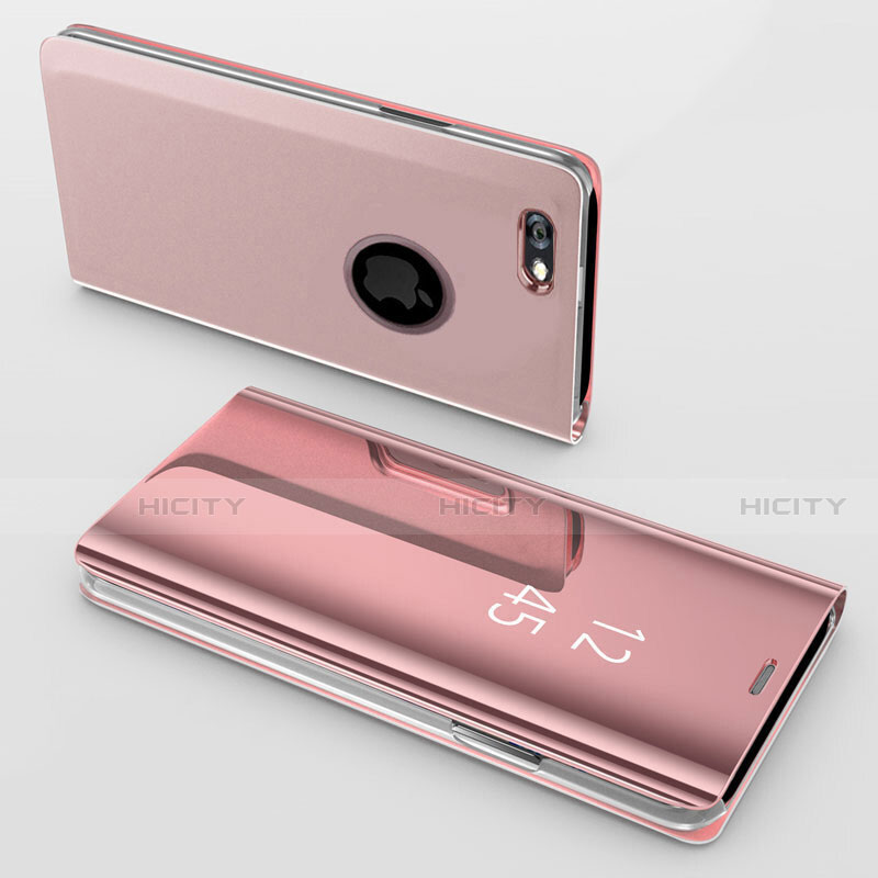 Custodia Portafoglio In Pelle Cover con Supporto Laterale Specchio Cover per Apple iPhone 6S Oro Rosa