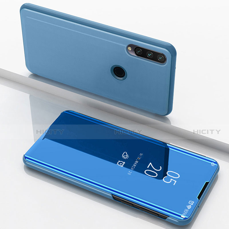 Custodia Portafoglio In Pelle Cover con Supporto Laterale Specchio Cover per Huawei Enjoy 10 Plus Blu
