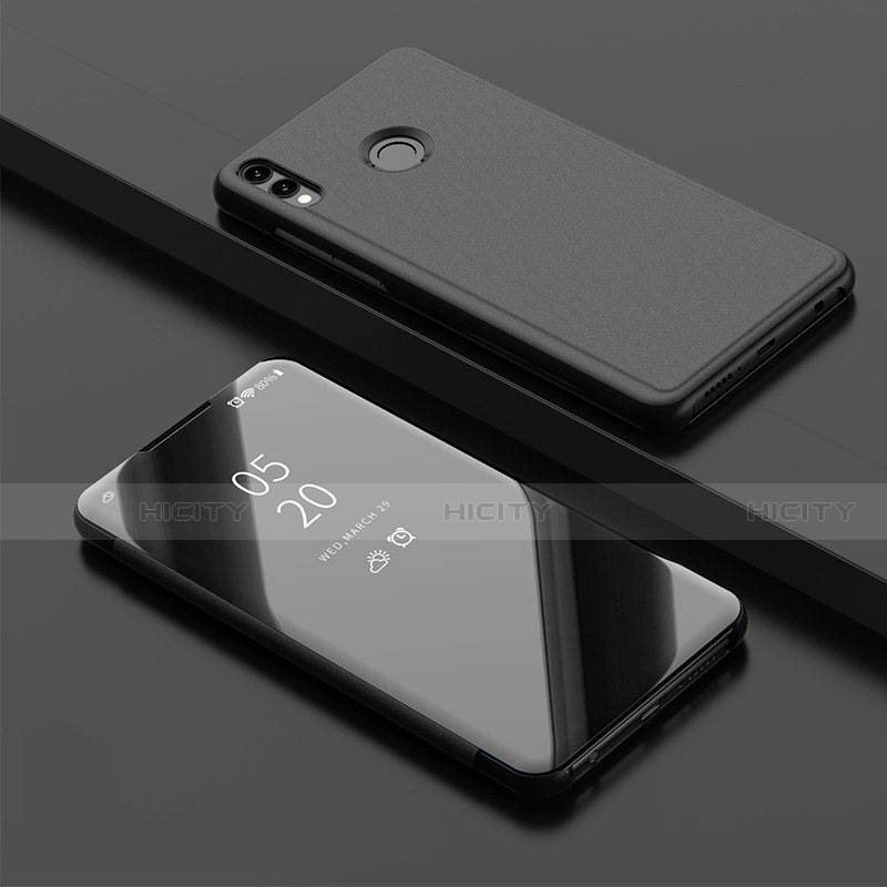 Custodia Portafoglio In Pelle Cover con Supporto Laterale Specchio Cover per Huawei Enjoy 9 Plus Nero