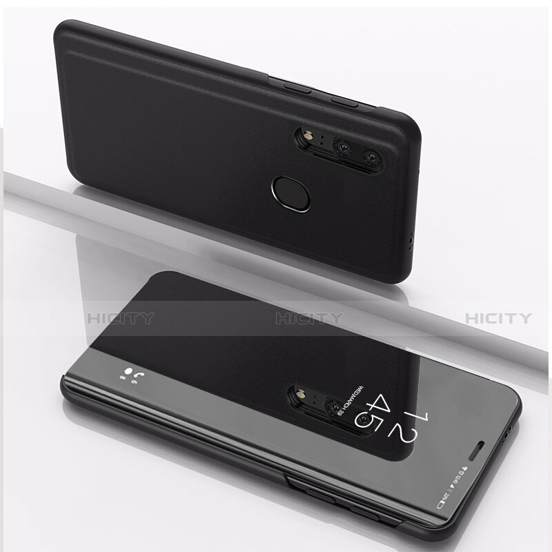 Custodia Portafoglio In Pelle Cover con Supporto Laterale Specchio Cover per Huawei Enjoy 9s Nero
