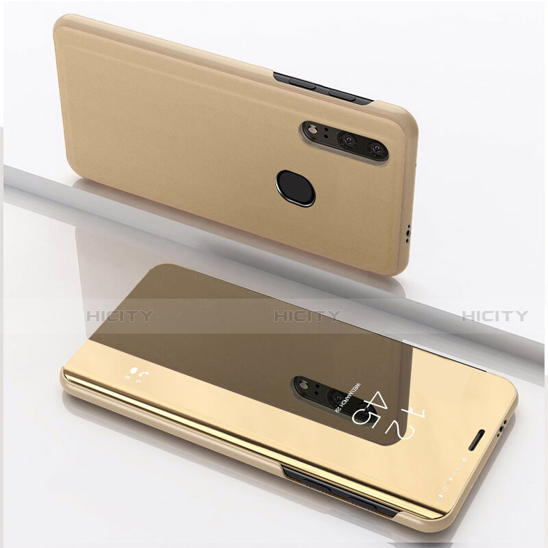 Custodia Portafoglio In Pelle Cover con Supporto Laterale Specchio Cover per Huawei Enjoy 9s Oro