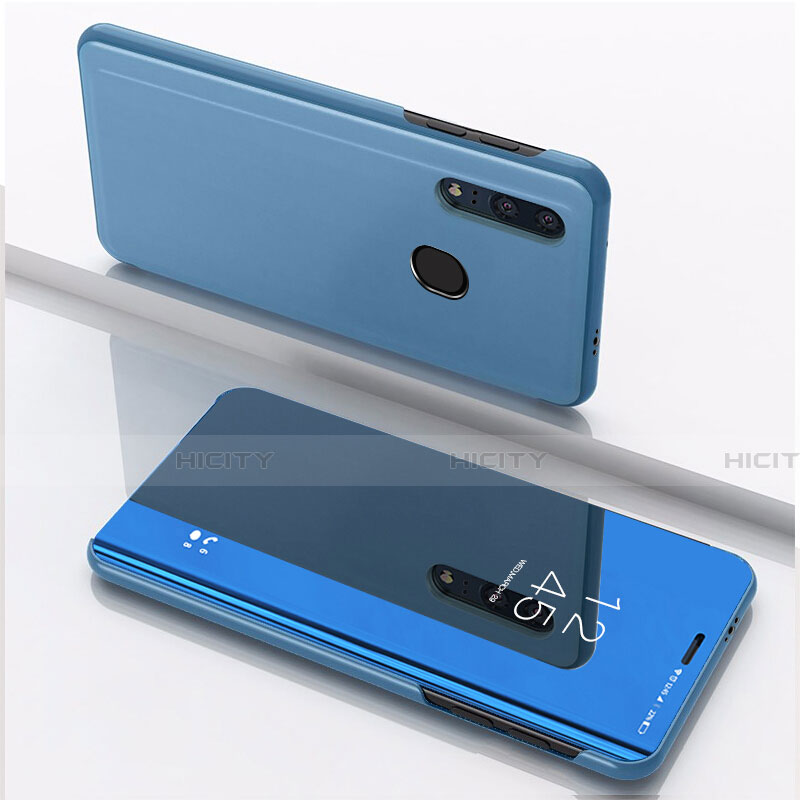 Custodia Portafoglio In Pelle Cover con Supporto Laterale Specchio Cover per Huawei Honor 20E Blu