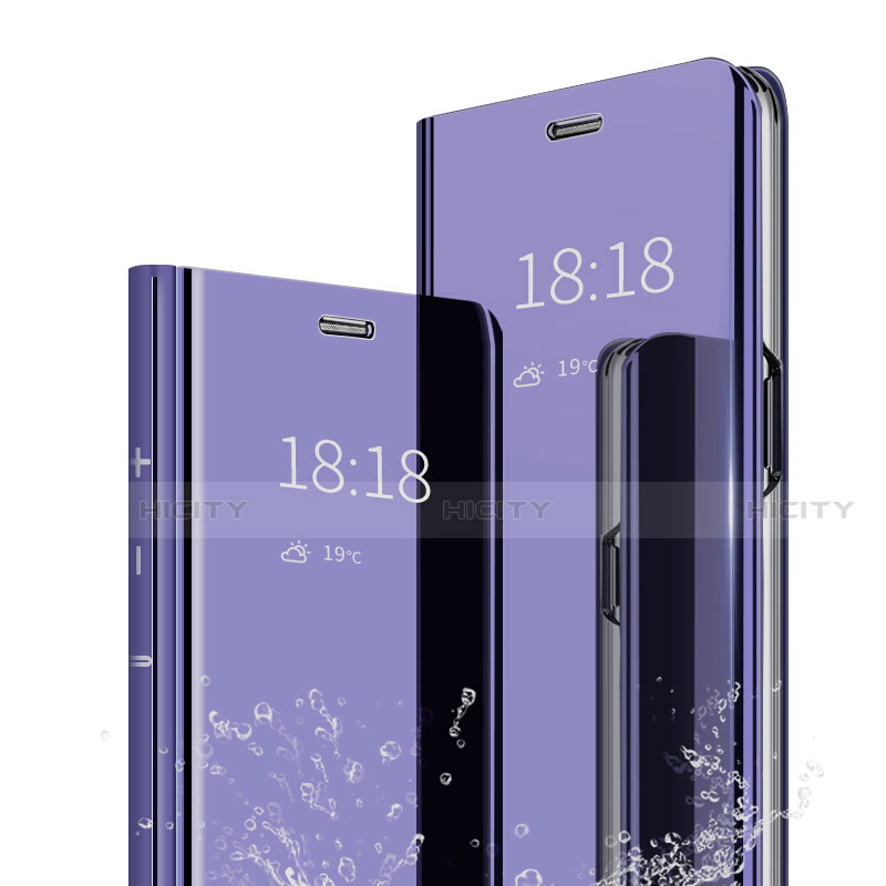 Custodia Portafoglio In Pelle Cover con Supporto Laterale Specchio Cover per Huawei Honor 9 Lite Viola