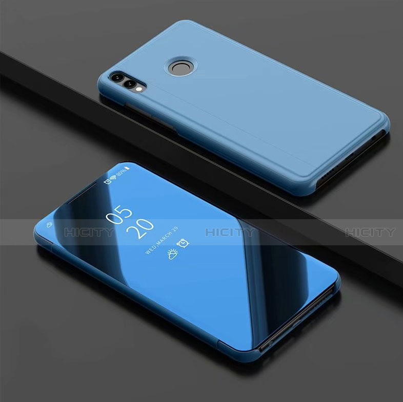 Custodia Portafoglio In Pelle Cover con Supporto Laterale Specchio Cover per Huawei Honor View 10 Lite Cielo Blu