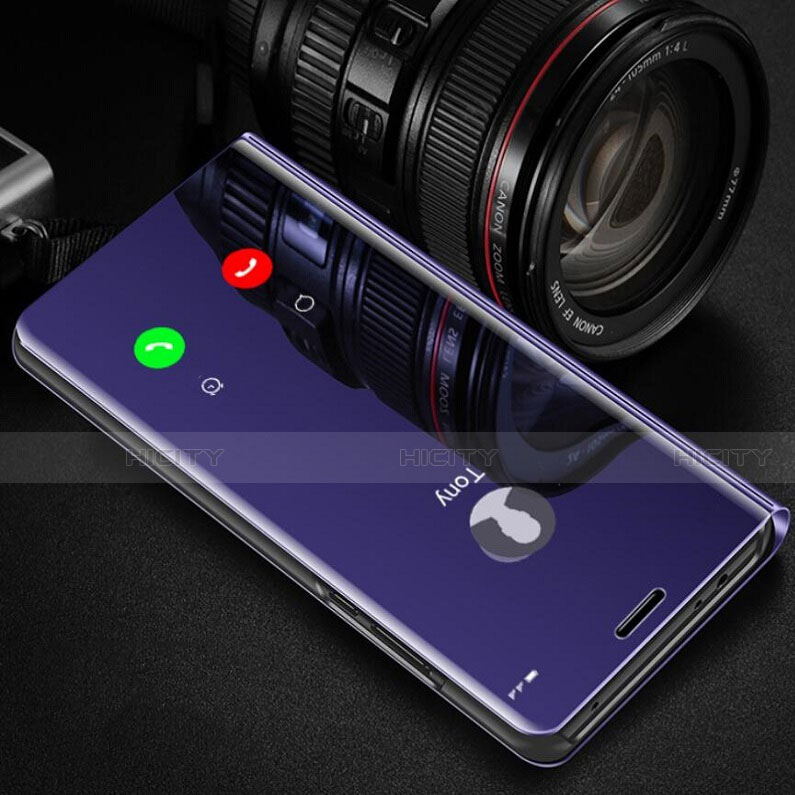 Custodia Portafoglio In Pelle Cover con Supporto Laterale Specchio Cover per Huawei Honor View 30 Pro 5G Viola