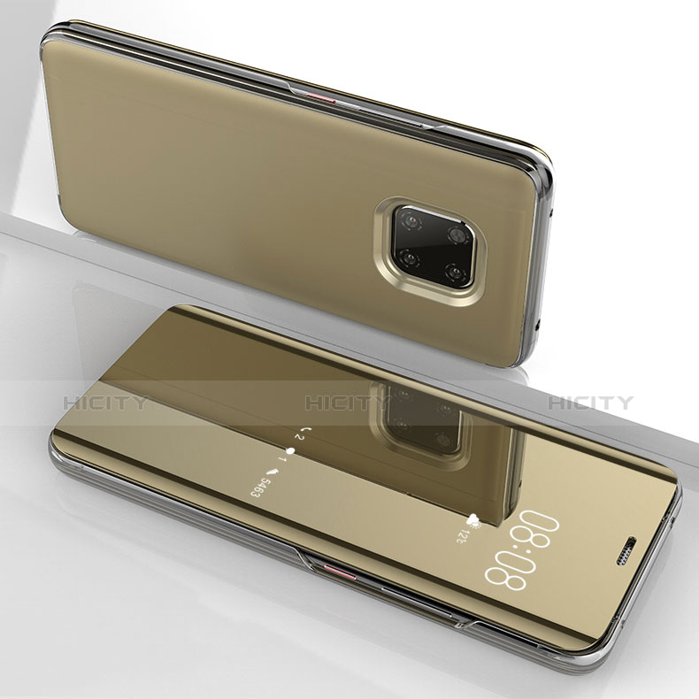 Custodia Portafoglio In Pelle Cover con Supporto Laterale Specchio Cover per Huawei Mate 20 Pro Oro