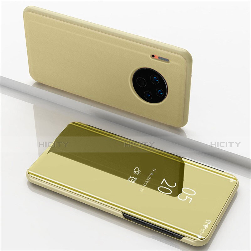 Custodia Portafoglio In Pelle Cover con Supporto Laterale Specchio Cover per Huawei Mate 30 5G Oro