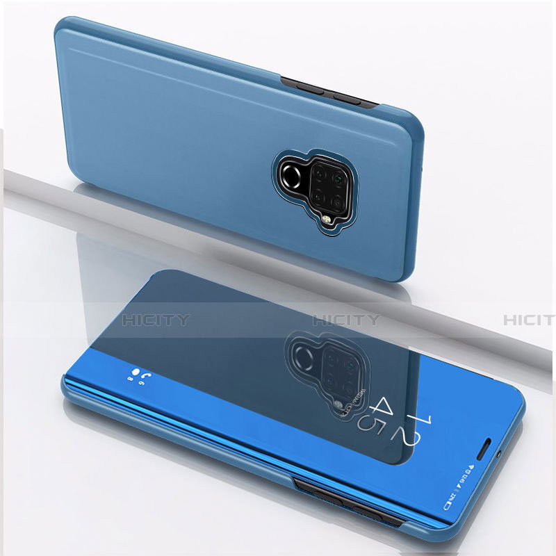 Custodia Portafoglio In Pelle Cover con Supporto Laterale Specchio Cover per Huawei Mate 30 Lite Blu