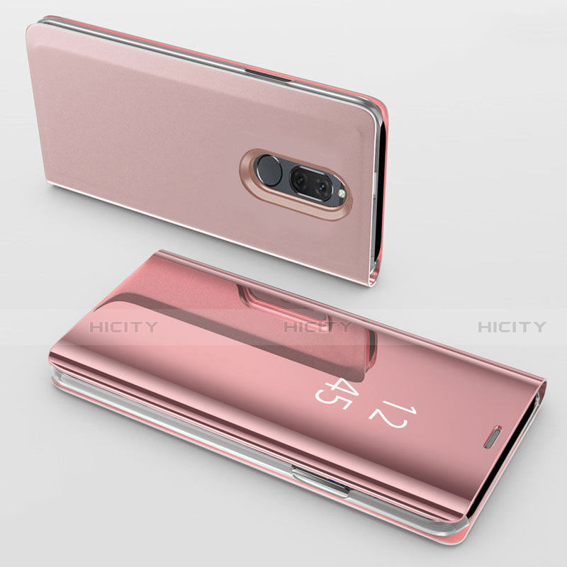 Custodia Portafoglio In Pelle Cover con Supporto Laterale Specchio Cover per Huawei Nova 2i Oro Rosa